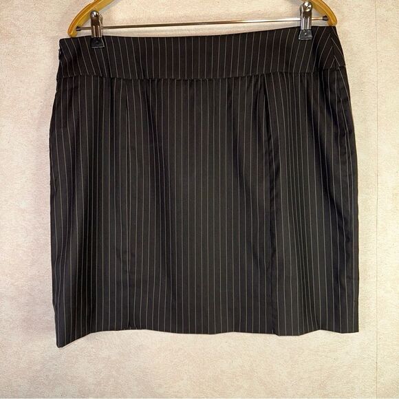 Patrizia Luca Women's Skirt Gray 10 Wool Pencil Pin Stripe Barami Wide Waist - Picture 2 of 8